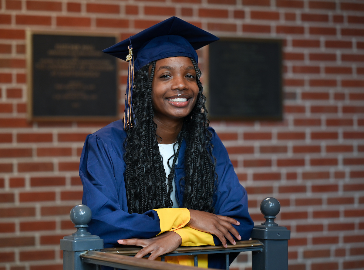 Destiny Pope, Wednesday, Apr. 23, 2025, in Fletcher Hall. Photo by Angela Foster.