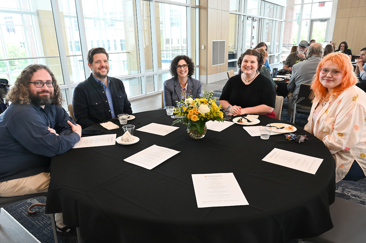 Faculty members attend the Faculty Awards Ceremony Tuesday, Apr. 22, 2025 in the Wolford Family Center.
