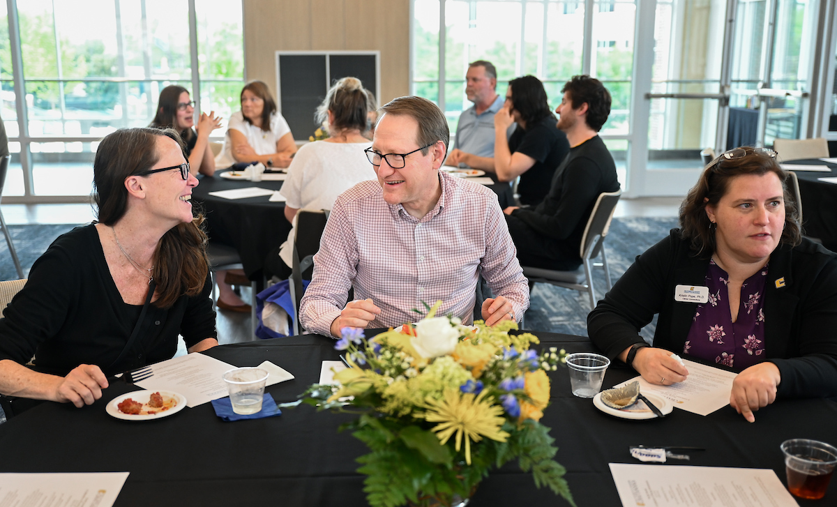 Faculty members attend the Faculty Awards Ceremony Tuesday, Apr. 22, 2025 in the Wolford Family Center.
