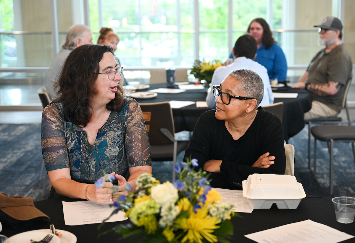 Faculty members attend the Faculty Awards Ceremony Tuesday, Apr. 22, 2025 in the Wolford Family Center.