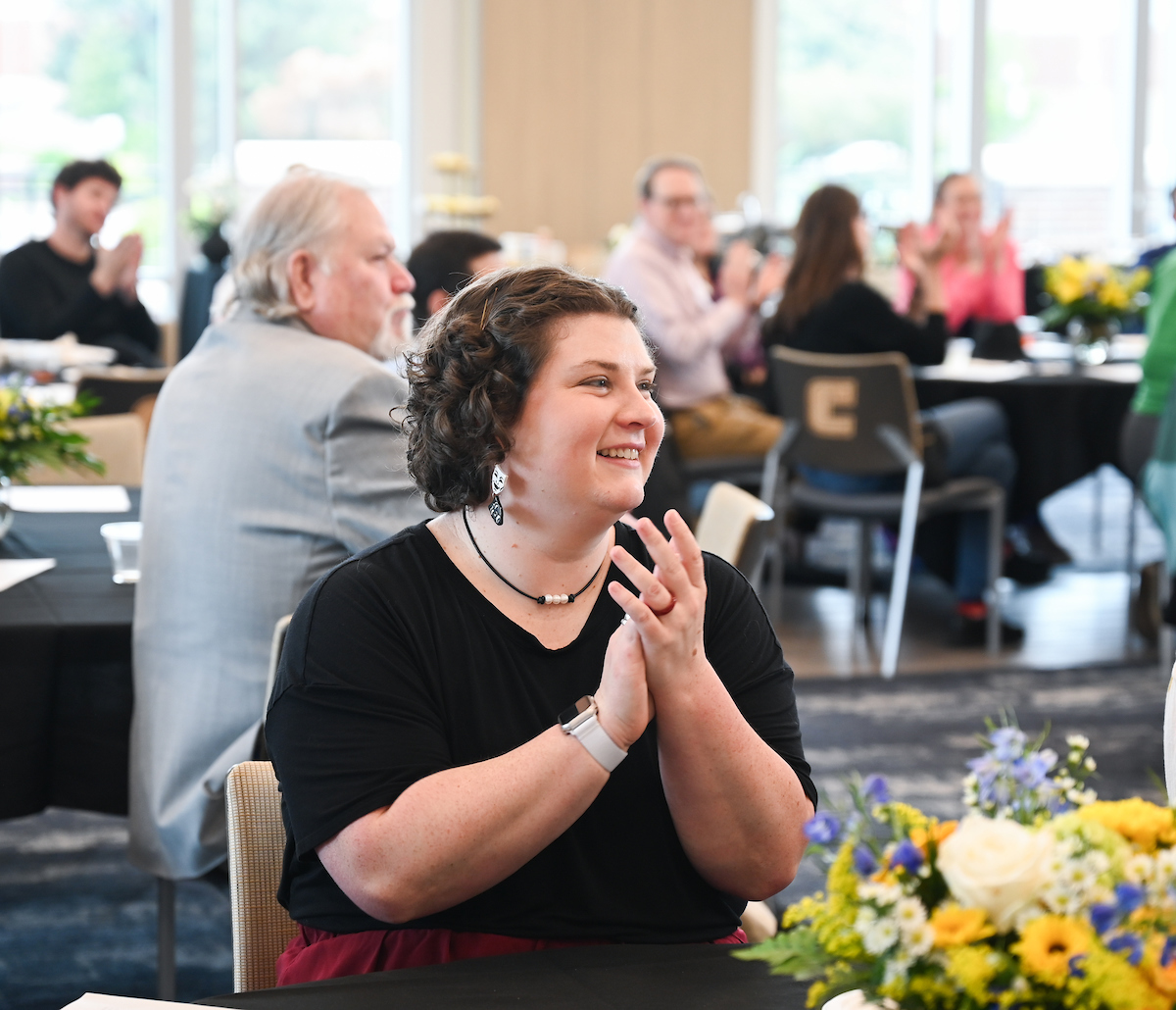 Faculty members attend the Faculty Awards Ceremony Tuesday, Apr. 22, 2025 in the Wolford Family Center.