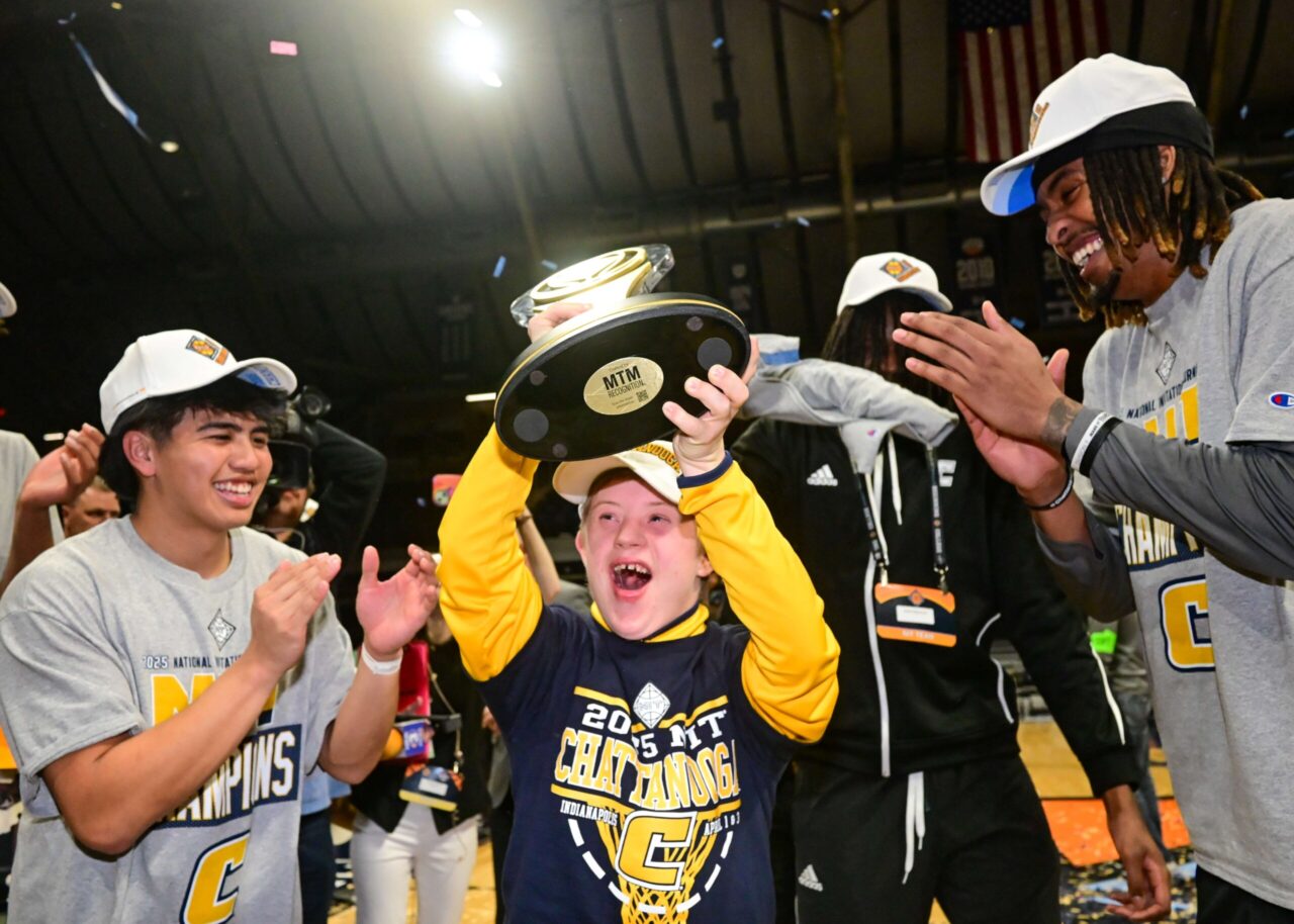 UTC senior communication major Trevor Jolley called this one of his favorite images from the night of the Mocs' NIT championship victory. Photo courtesy of Trevor Jolley.