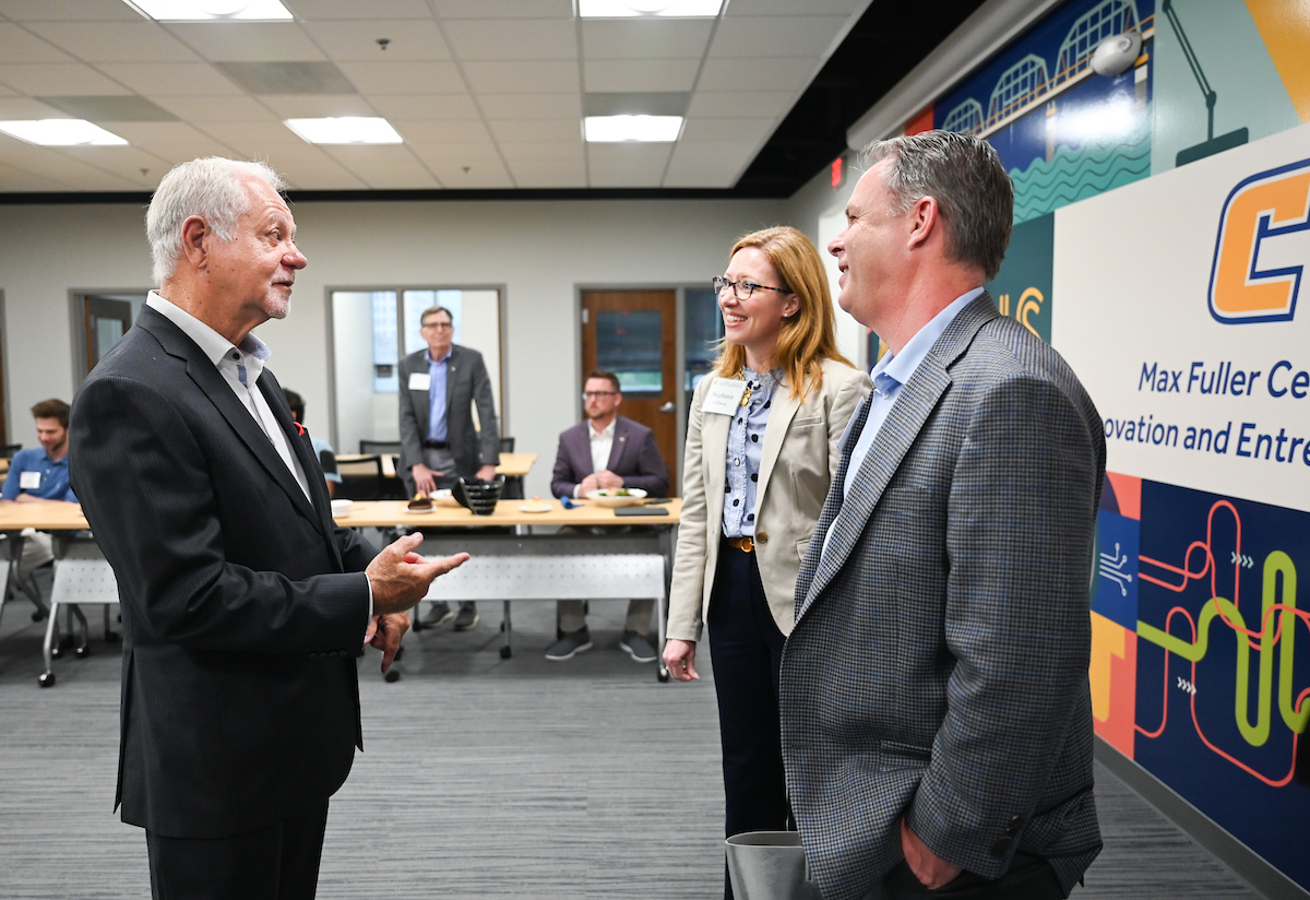 Max Fuller attends a luncheon in his honor Monday, Apr. 21, 2025 in the Max Fuller Center for Innovation and Entrepreneurship.