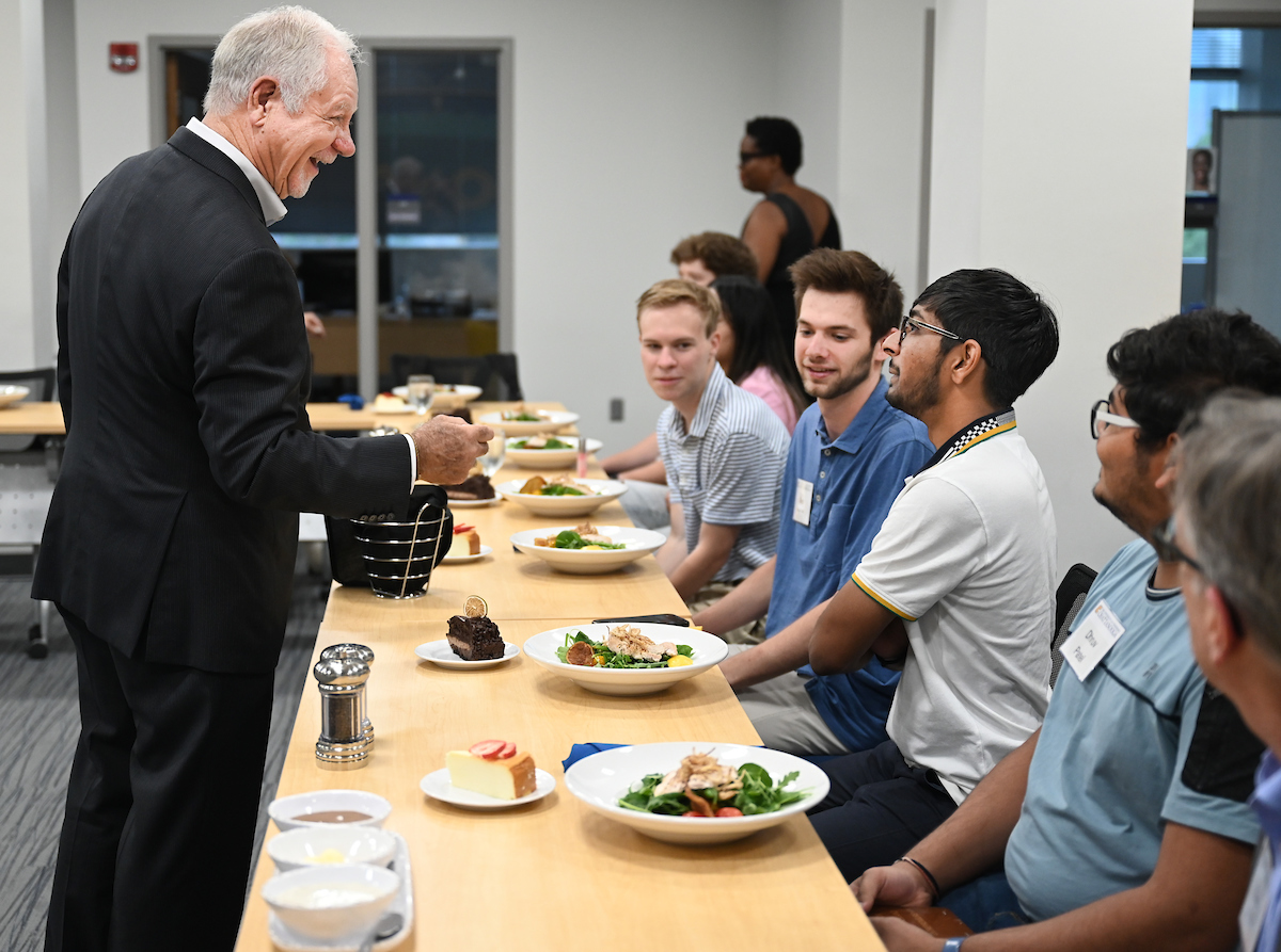 Max Fuller attends a luncheon in his honor Monday, Apr. 21, 2025 in the Max Fuller Center for Innovation and Entrepreneurship.