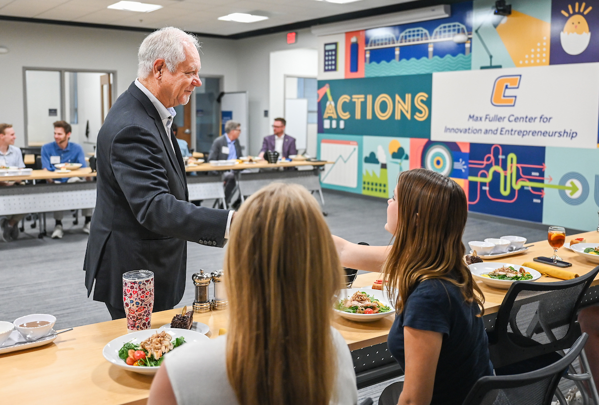 Max Fuller attends a luncheon in his honor Monday, Apr. 21, 2025 in the Max Fuller Center for Innovation and Entrepreneurship.