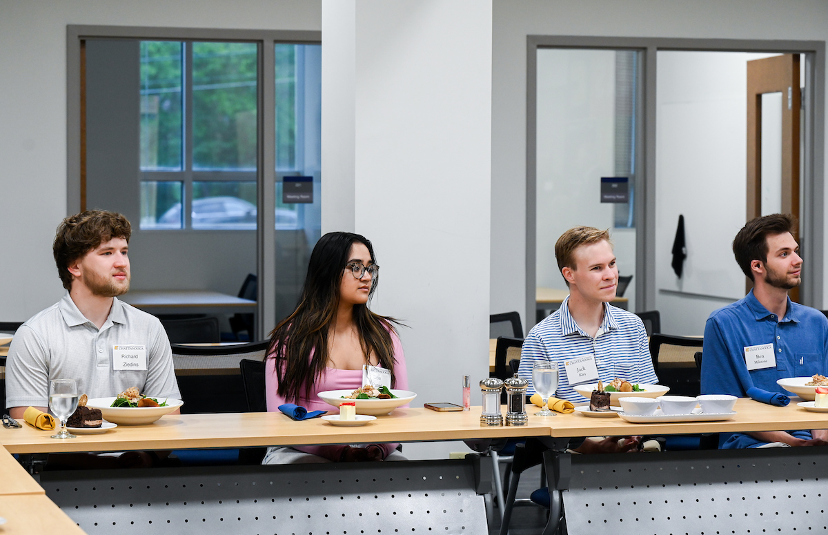 Max Fuller attends a luncheon in his honor Monday, Apr. 21, 2025 in the Max Fuller Center for Innovation and Entrepreneurship.