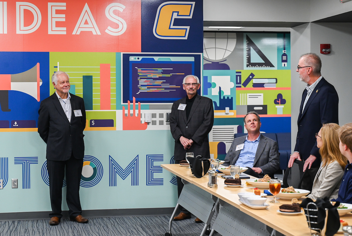 Max Fuller attends a luncheon in his honor Monday, Apr. 21, 2025 in the Max Fuller Center for Innovation and Entrepreneurship.