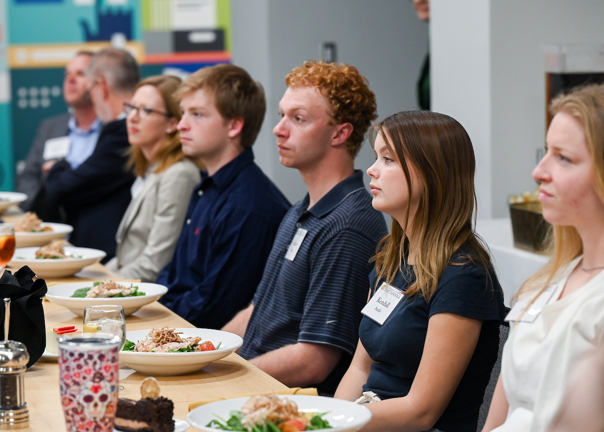 Max Fuller attends a luncheon in his honor Monday, Apr. 21, 2025 in the Max Fuller Center for Innovation and Entrepreneurship.