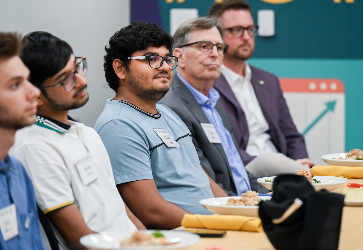 Max Fuller attends a luncheon in his honor Monday, Apr. 21, 2025 in the Max Fuller Center for Innovation and Entrepreneurship.