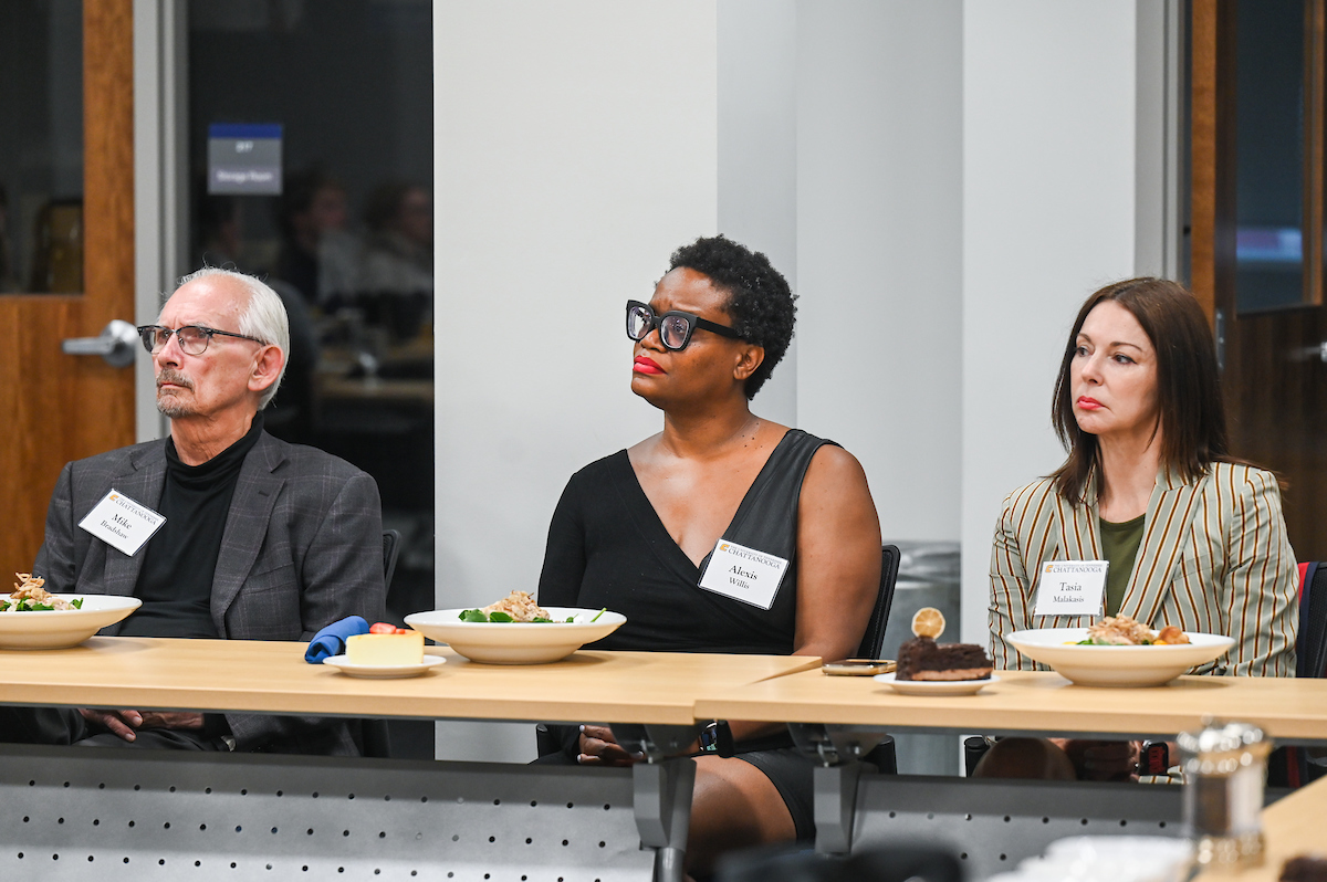 Max Fuller attends a luncheon in his honor Monday, Apr. 21, 2025 in the Max Fuller Center for Innovation and Entrepreneurship.