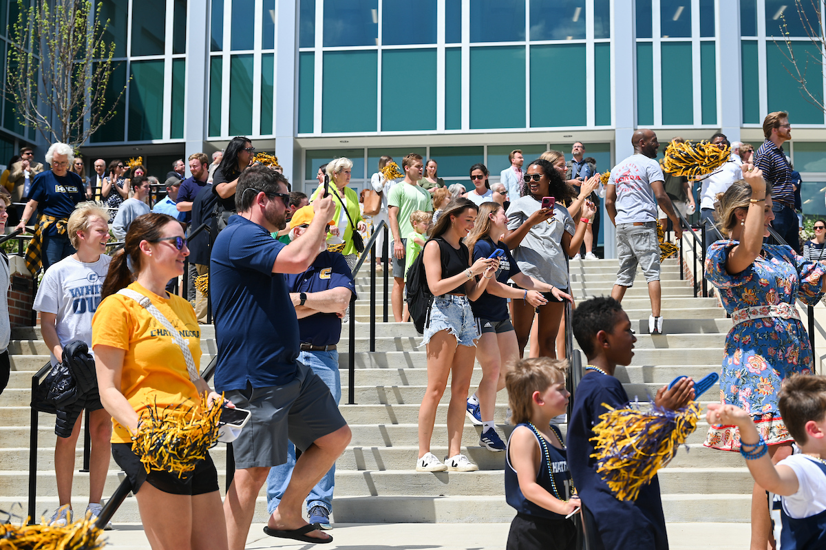 Men’s basketball team members return to McKenzie Arena Friday, Apr. 4, 2025 after winning the NIT tournament in Indianapolis, IN.