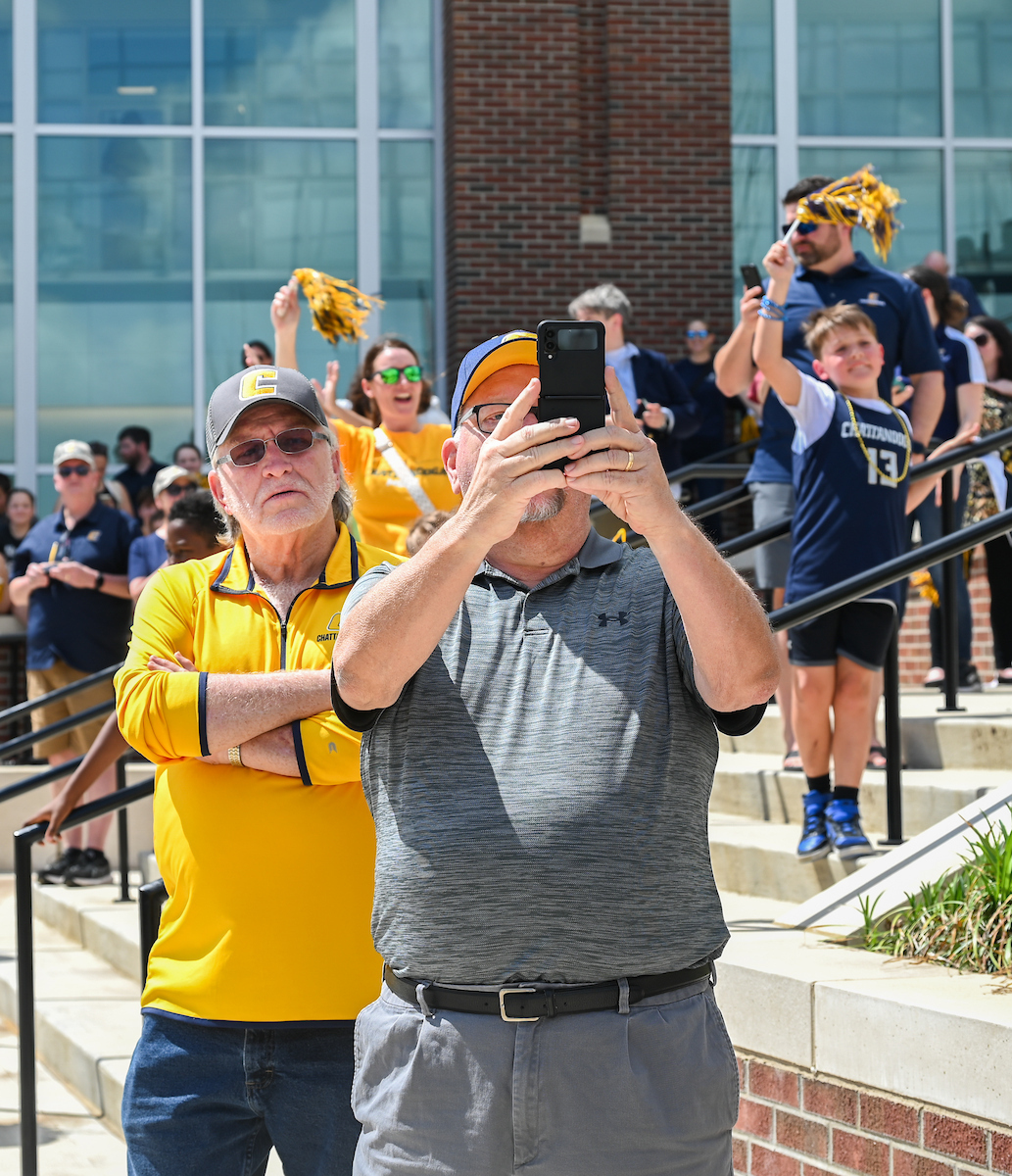 Men’s basketball team members return to McKenzie Arena Friday, Apr. 4, 2025 after winning the NIT tournament in Indianapolis, IN.