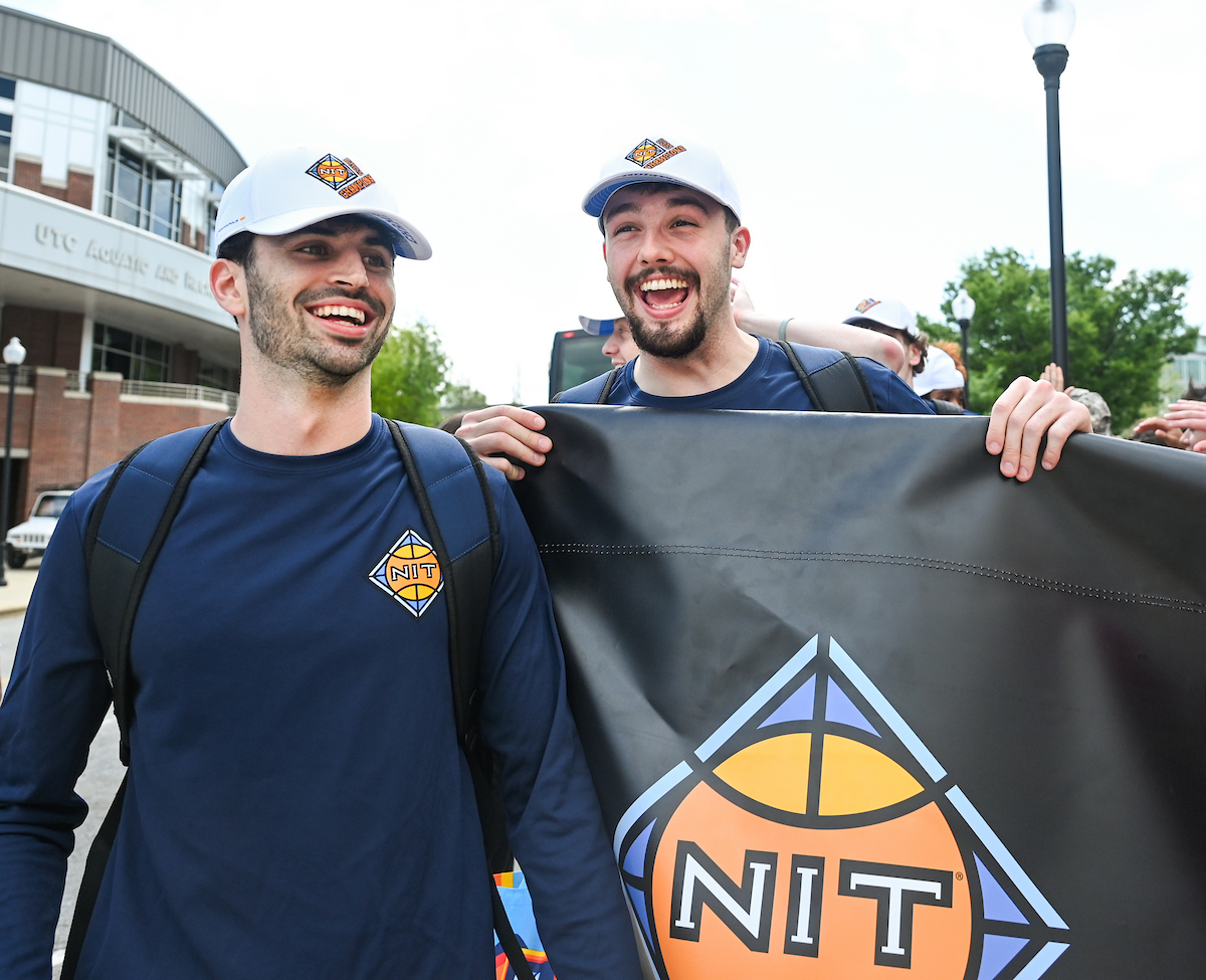 Men’s basketball team members return to McKenzie Arena Friday, Apr. 4, 2025 after winning the NIT tournament in Indianapolis, IN.