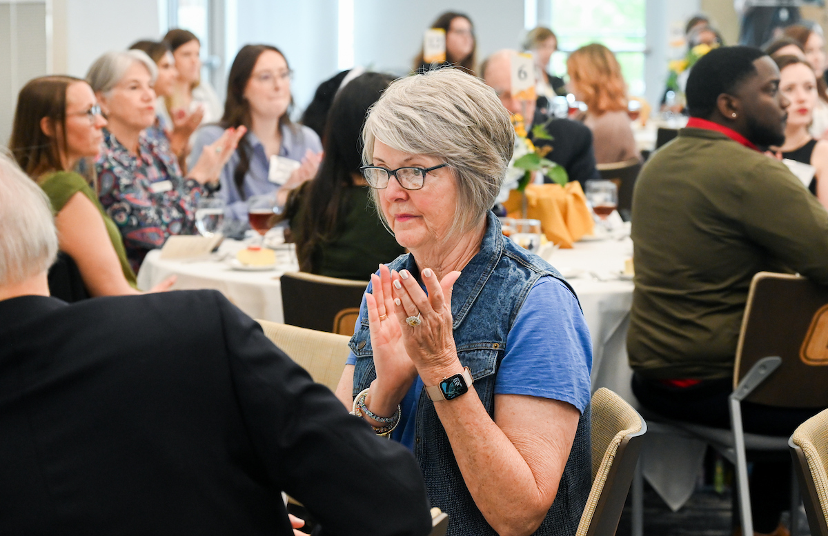 Donors and scholarship recipients attend the Scholarship Luncheon Friday, Apr. 4, 2025 in the Wolford Family Center.
