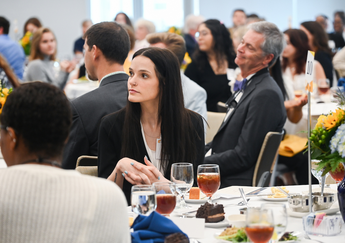 Donors and scholarship recipients attend the Scholarship Luncheon Friday, Apr. 4, 2025 in the Wolford Family Center.