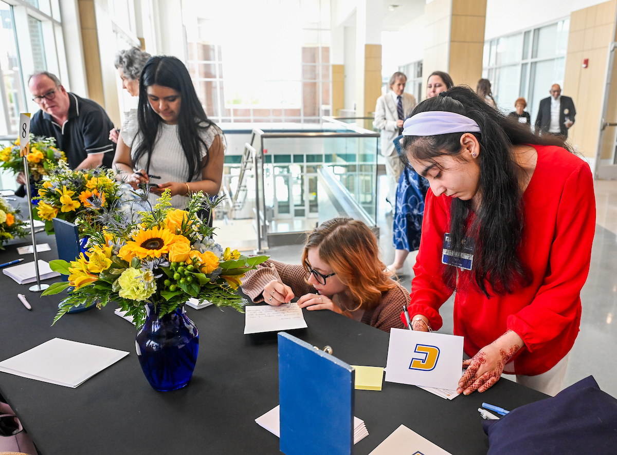 Donors and scholarship recipients attend the Scholarship Luncheon Friday, Apr. 4, 2025 in the Wolford Family Center.
