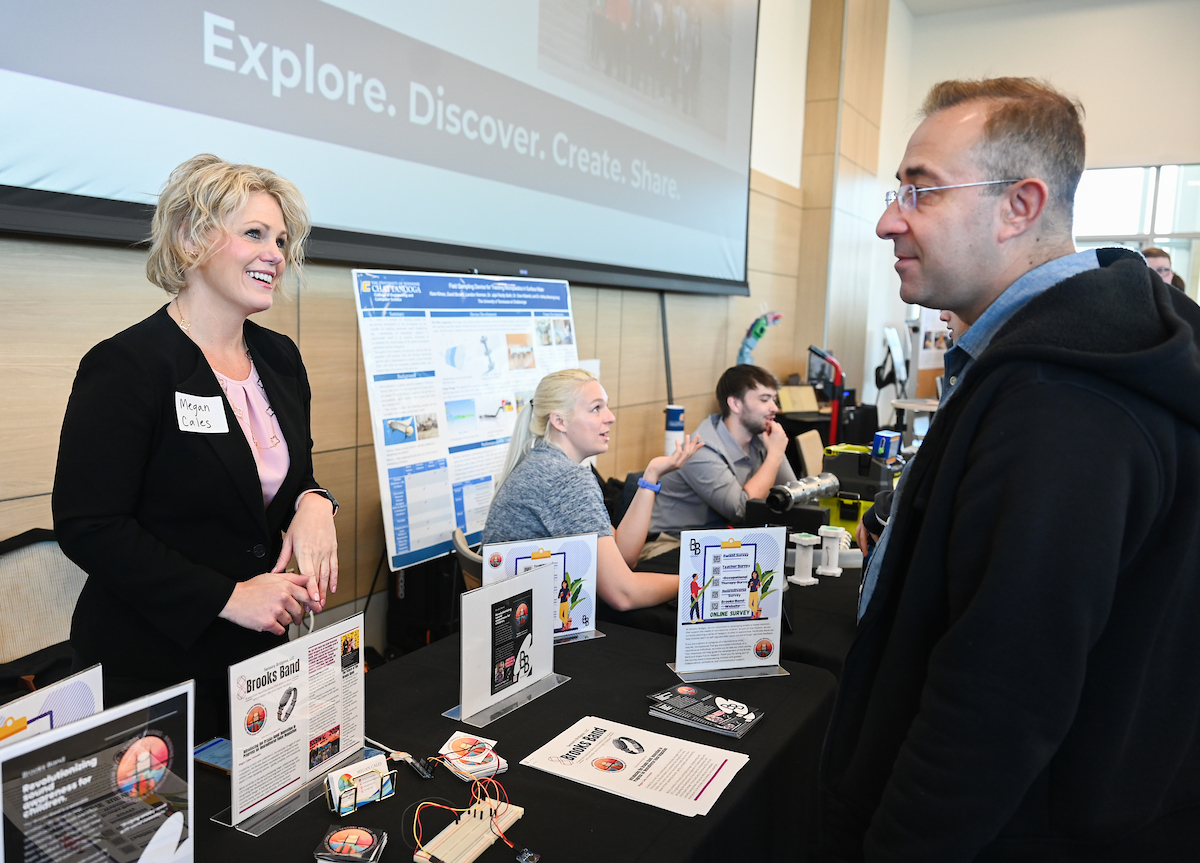 Megan Cales recently presented the Brooks Band at UTC's Spring Research and Arts Conference. Photo by Angela Foster.