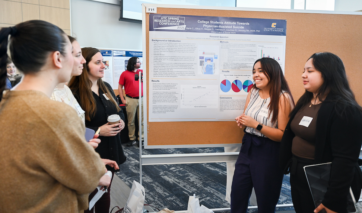 People attend the Spring Research and Arts Conference Wednesday, Apr. 9, 2025 in the Wolford Family Center.
