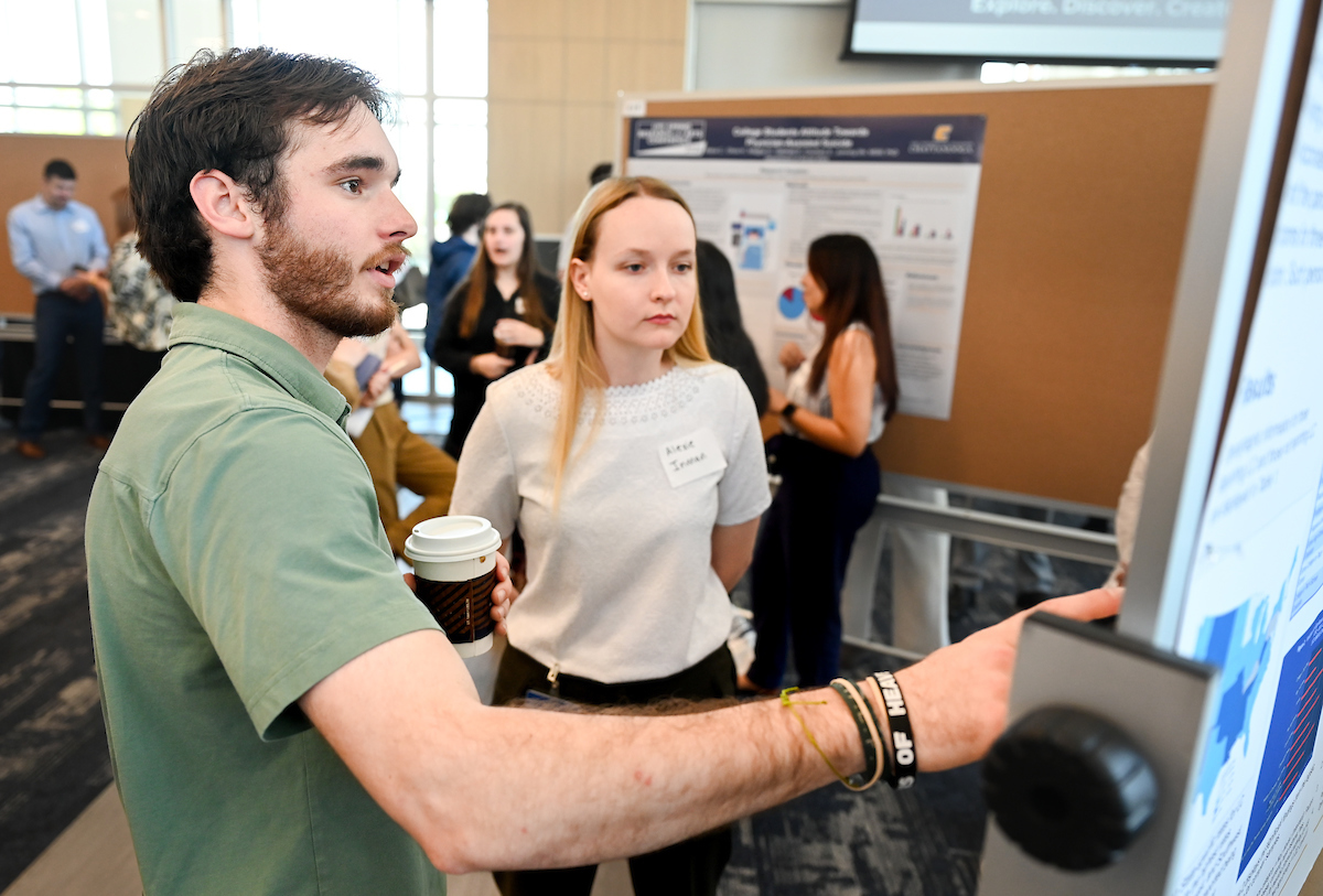People attend the Spring Research and Arts Conference Wednesday, Apr. 9, 2025 in the Wolford Family Center.
