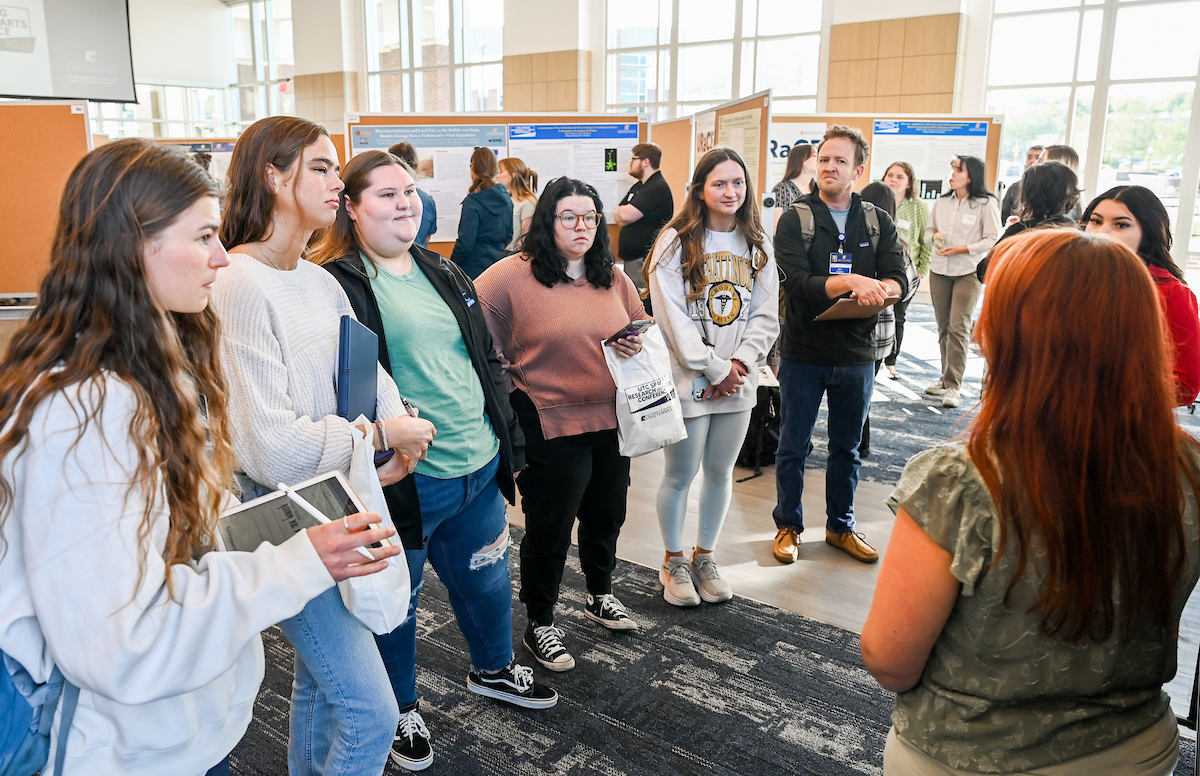 People attend the Spring Research and Arts Conference Wednesday, Apr. 9, 2025 in the Wolford Family Center.