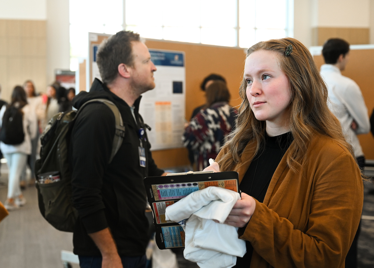 People attend the Spring Research and Arts Conference Wednesday, Apr. 9, 2025 in the Wolford Family Center.