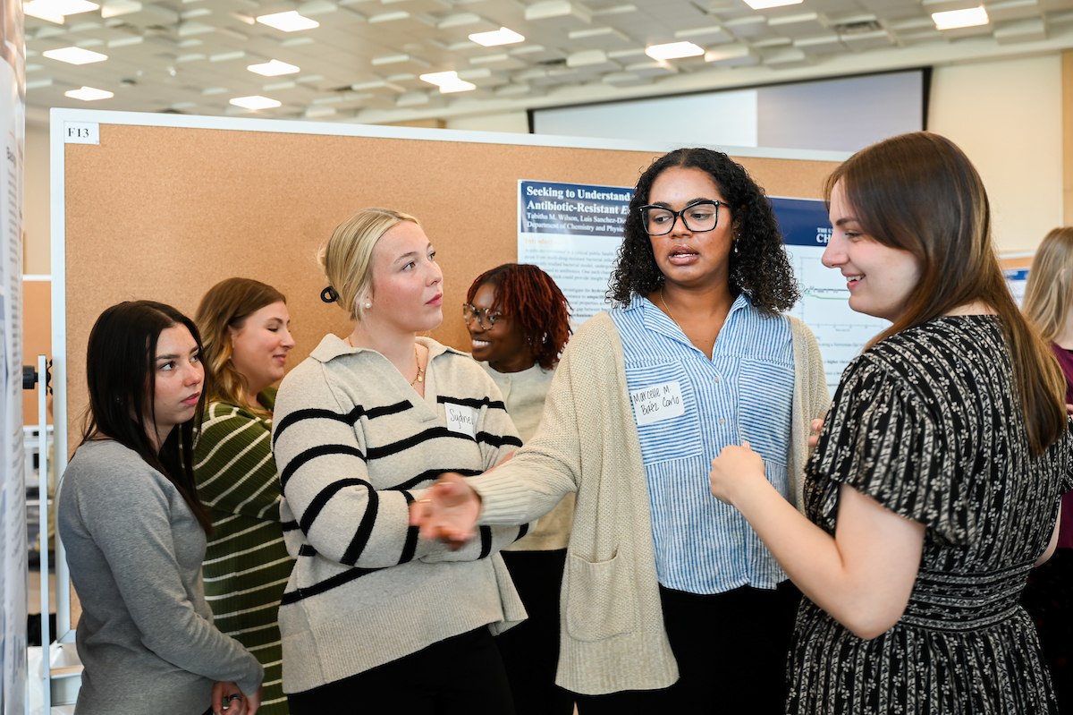 People attend the Spring Research and Arts Conference Wednesday, Apr. 9, 2025 in the Wolford Family Center.