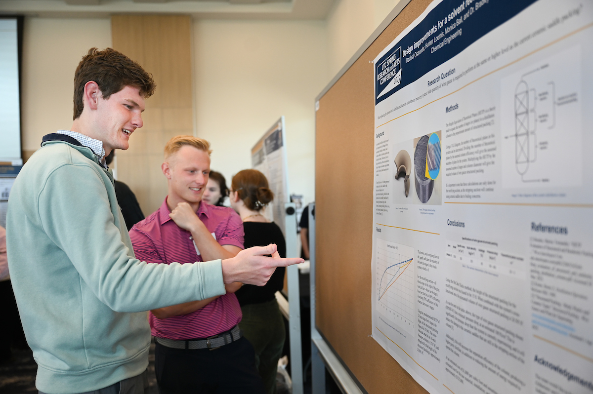 People attend the Spring Research and Arts Conference Wednesday, Apr. 9, 2025 in the Wolford Family Center.