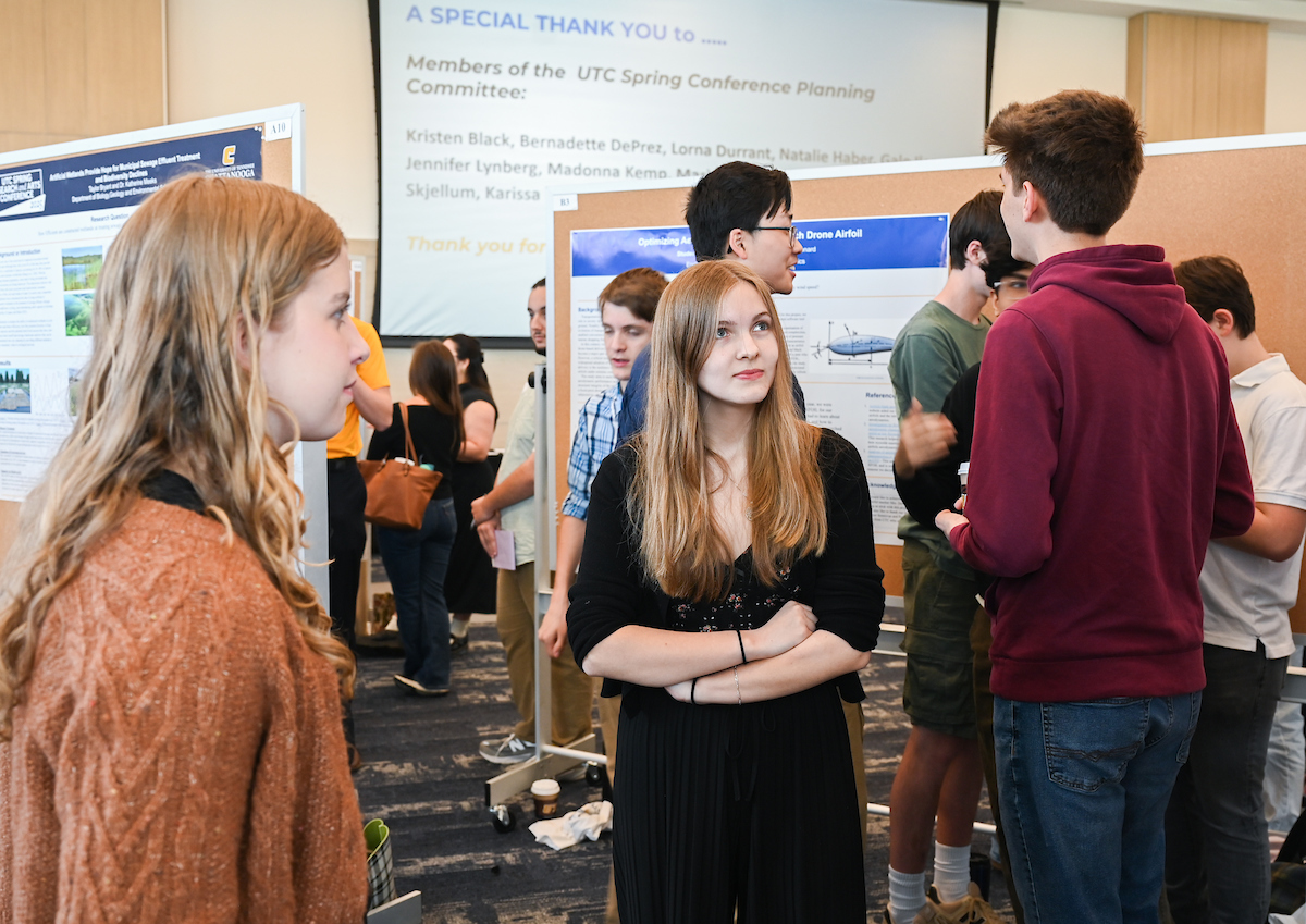 People attend the Spring Research and Arts Conference Wednesday, Apr. 9, 2025 in the Wolford Family Center.
