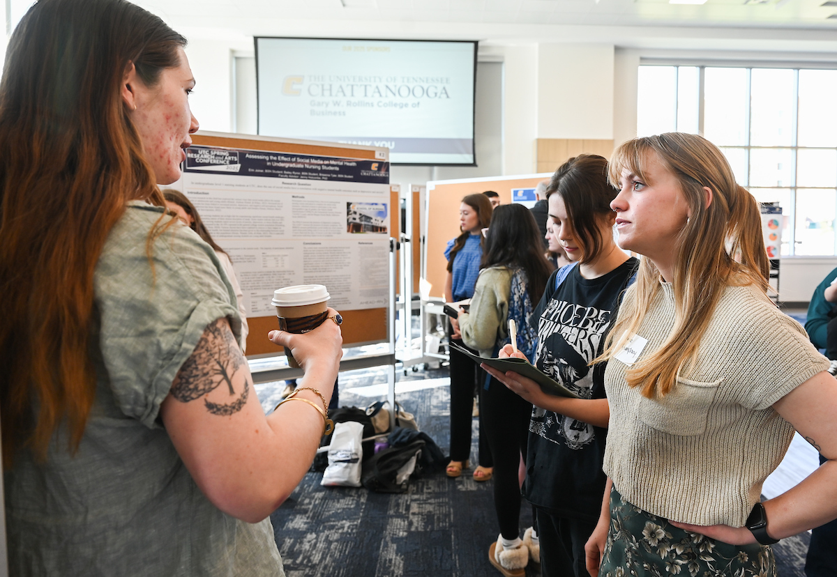 People attend the Spring Research and Arts Conference Wednesday, Apr. 9, 2025 in the Wolford Family Center.