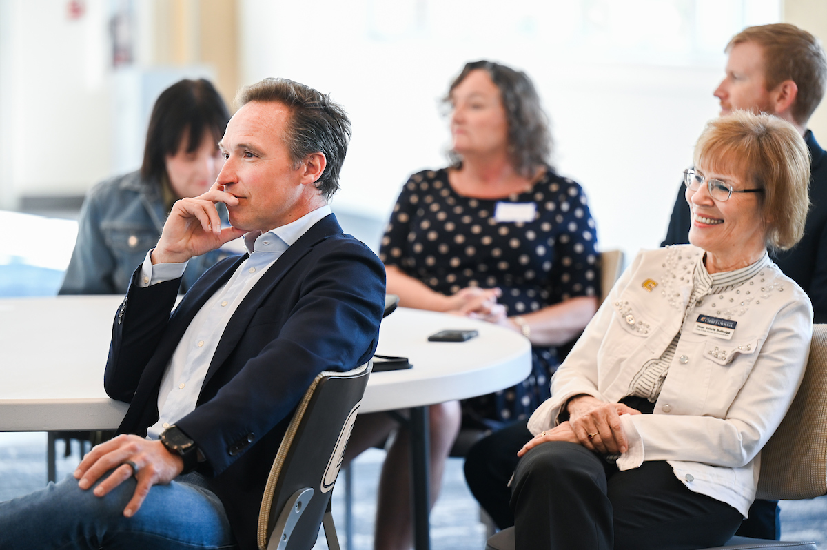 Tennessee Hospitality Roadshow attendees included UTC Associate Professor Eric Hungenberg, left, and College of Health, Education and Professional Studies Dean Valerie Rutledge.