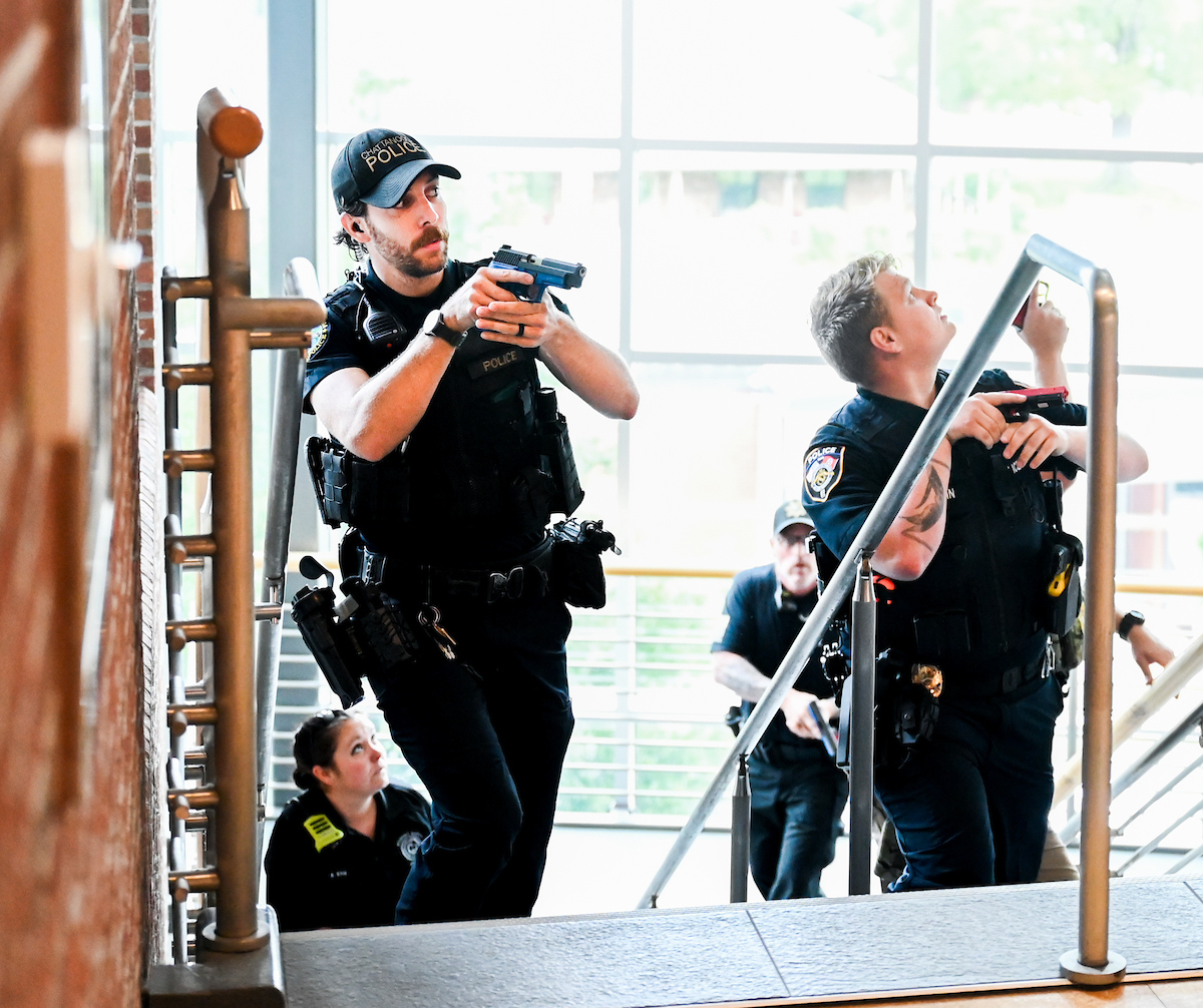 Several agencies participate in police training, Thursday, May 29, 2025 in the library.