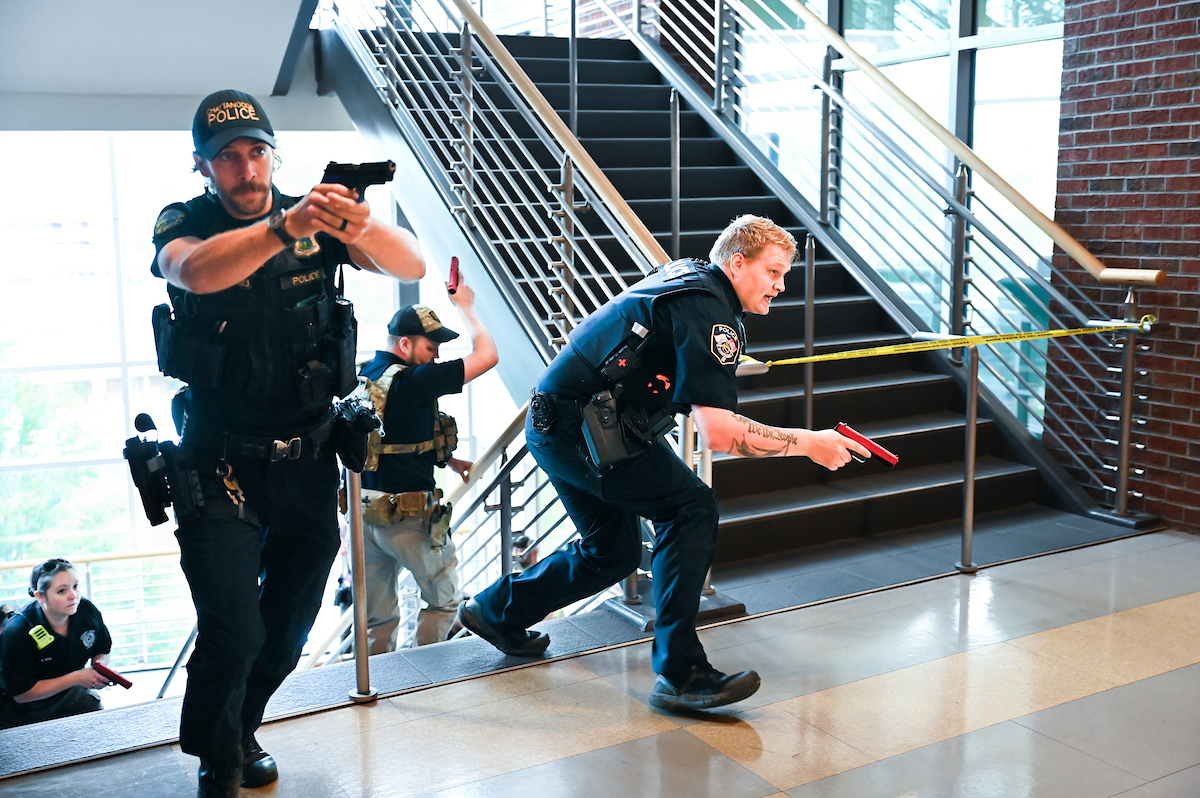 Several agencies participate in police training, Thursday, May 29, 2025 in the library.