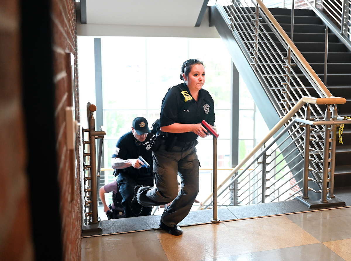 Several agencies participate in police training, Thursday, May 29, 2025 in the library.