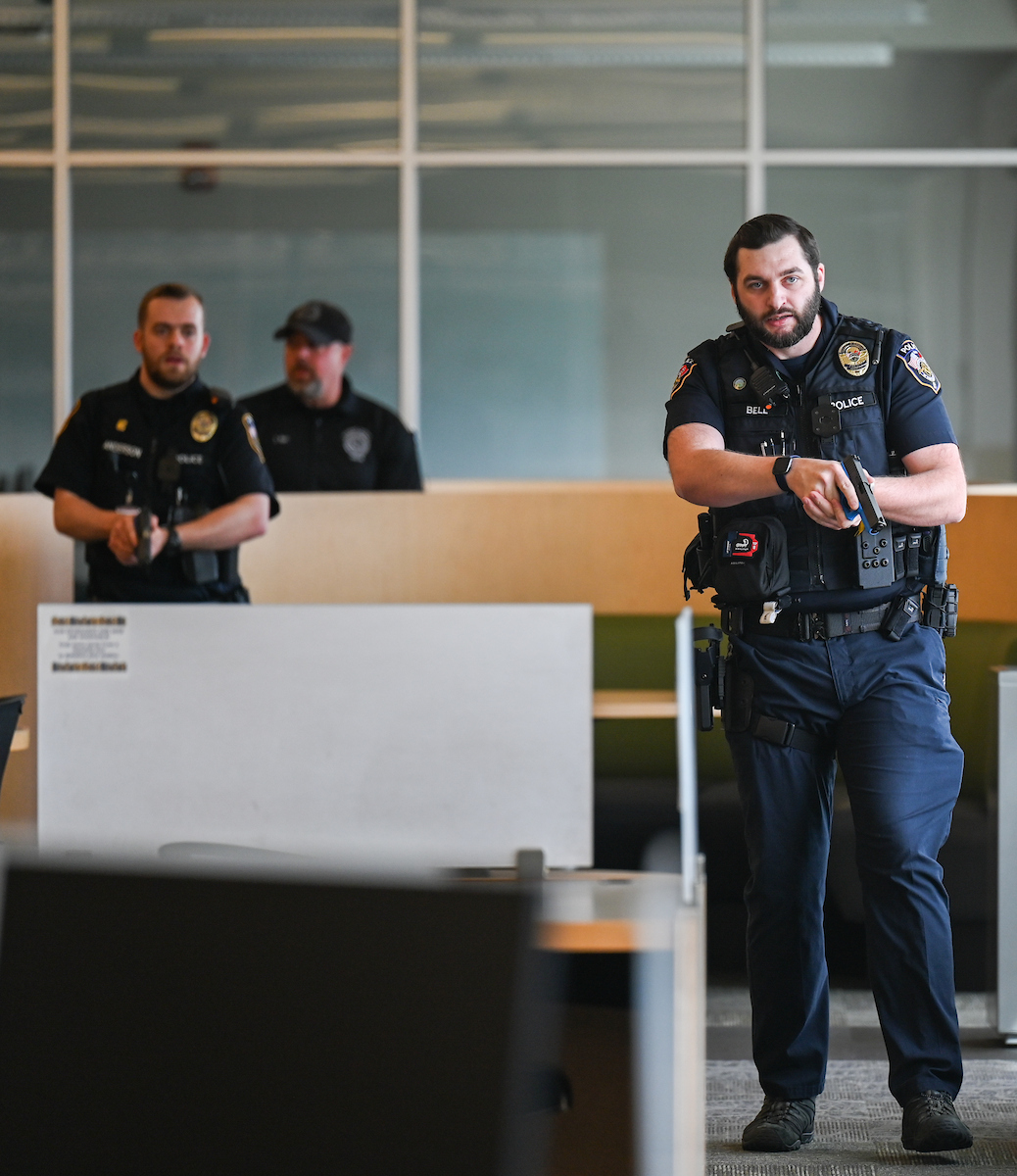 Several agencies participate in police training, Thursday, May 29, 2025 in the library.