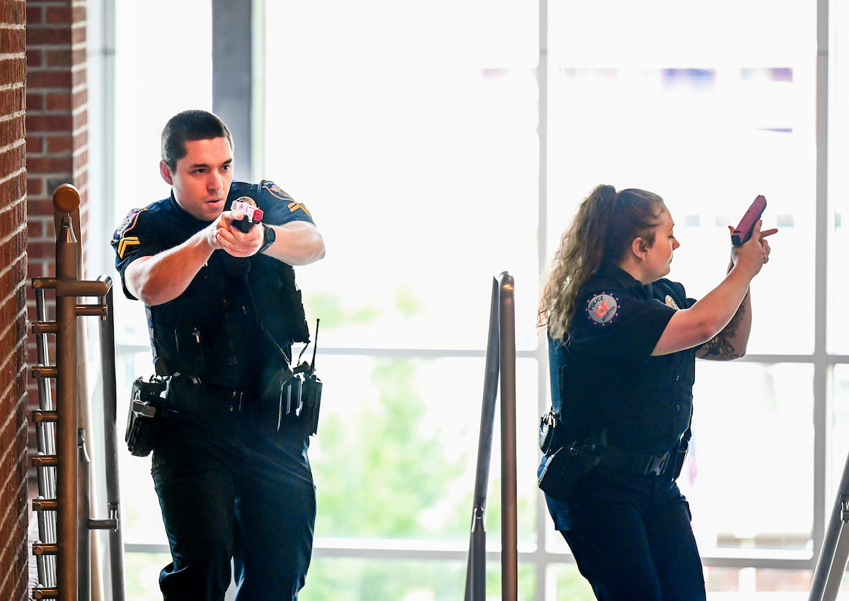 Several agencies participate in police training, Thursday, May 29, 2025 in the library.