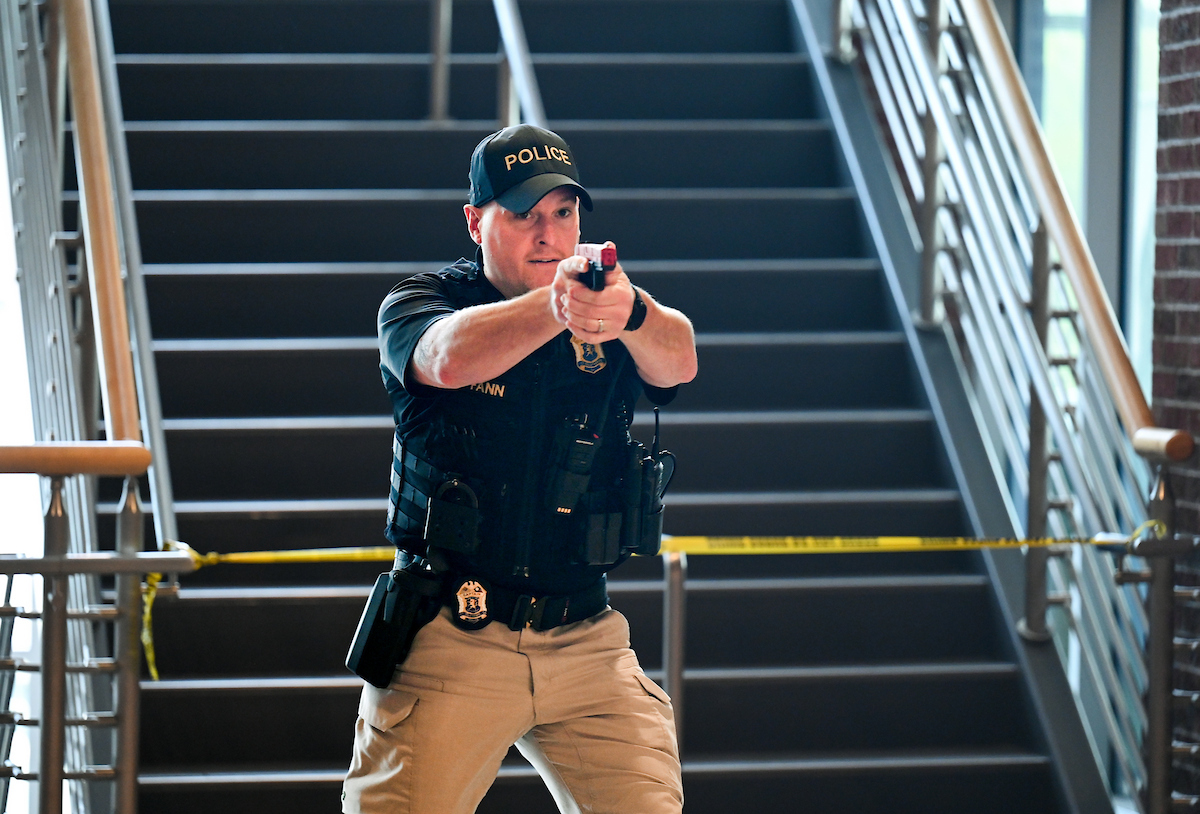 Several agencies participate in police training, Thursday, May 29, 2025 in the library.