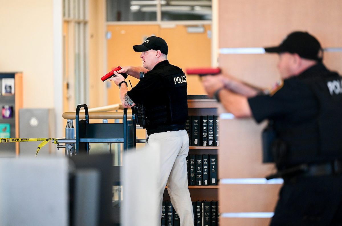 Several agencies participate in police training, Thursday, May 29, 2025 in the library.