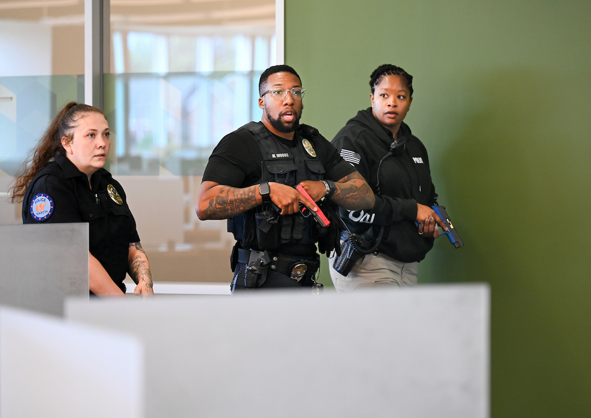 Several agencies participate in police training, Thursday, May 29, 2025 in the library.