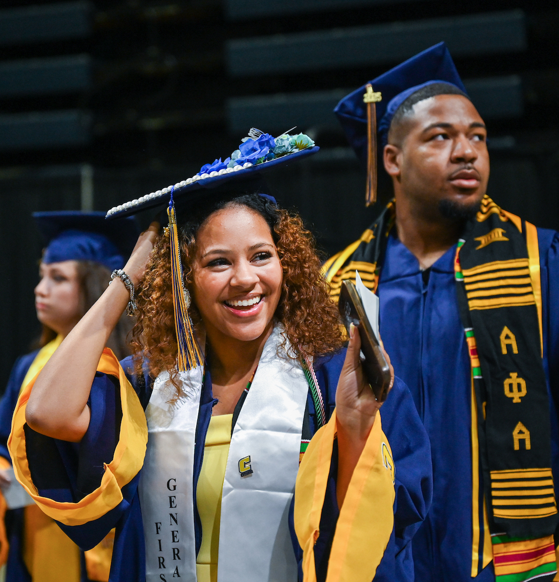 Students attend the first of two undergraduate ceremonies Saturday, May 3, 2025 in McKenzie Arena at the University of Tennessee at Chattanooga.