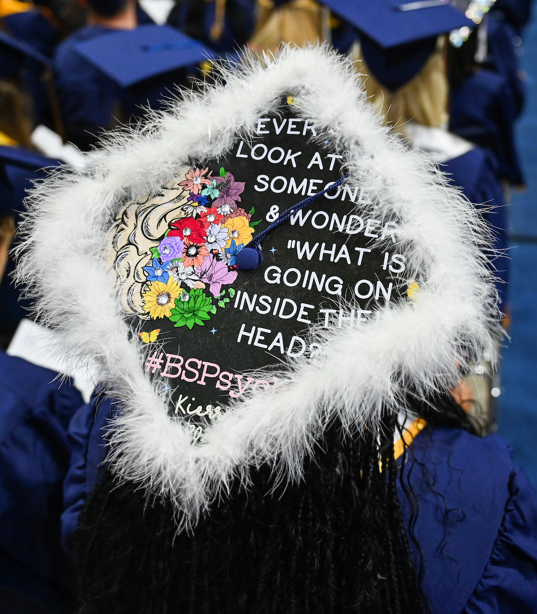 Students attend the first of two undergraduate ceremonies Saturday, May 3, 2025 in McKenzie Arena at the University of Tennessee at Chattanooga.