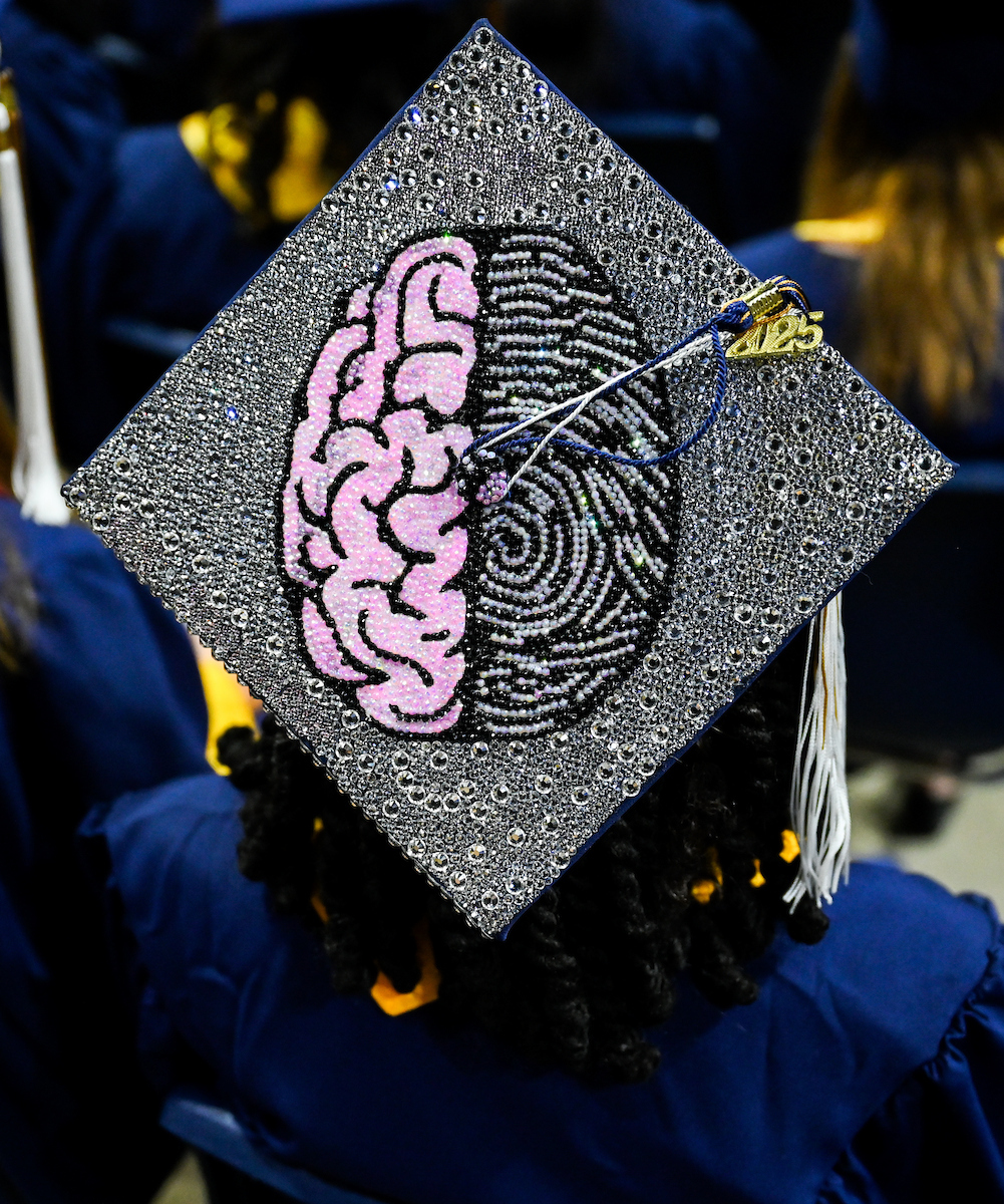 Students attend the first of two undergraduate ceremonies Saturday, May 3, 2025 in McKenzie Arena at the University of Tennessee at Chattanooga.