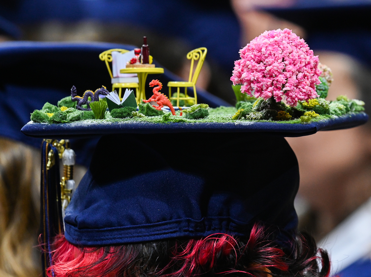 Students attend the first of two undergraduate ceremonies Saturday, May 3, 2025 in McKenzie Arena at the University of Tennessee at Chattanooga.
