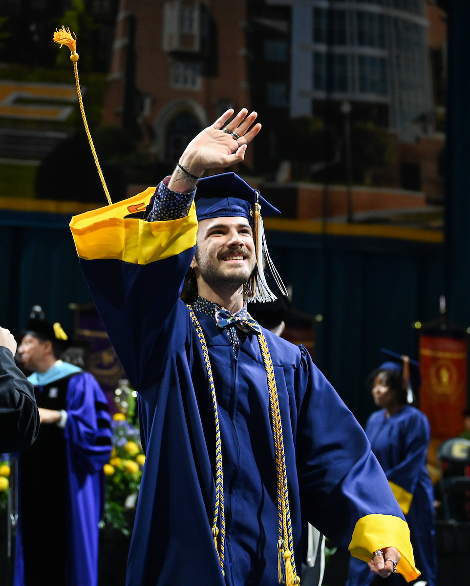 Students attend the first of two undergraduate ceremonies Saturday, May 3, 2025 in McKenzie Arena at the University of Tennessee at Chattanooga.