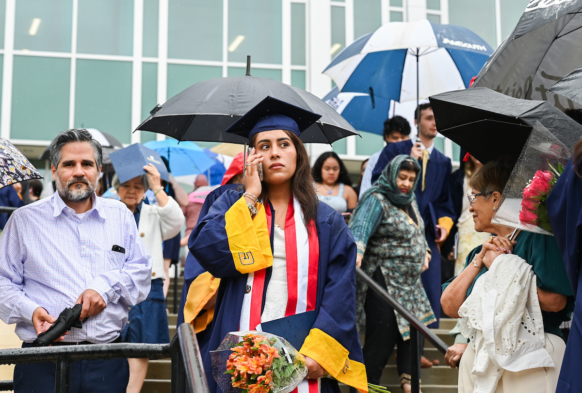 Students attend the first of two undergraduate ceremonies Saturday, May 3, 2025 in McKenzie Arena at the University of Tennessee at Chattanooga.