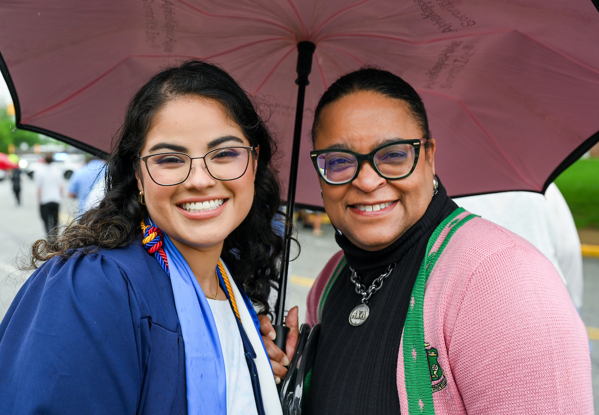 Students attend the first of two undergraduate ceremonies Saturday, May 3, 2025 in McKenzie Arena at the University of Tennessee at Chattanooga.