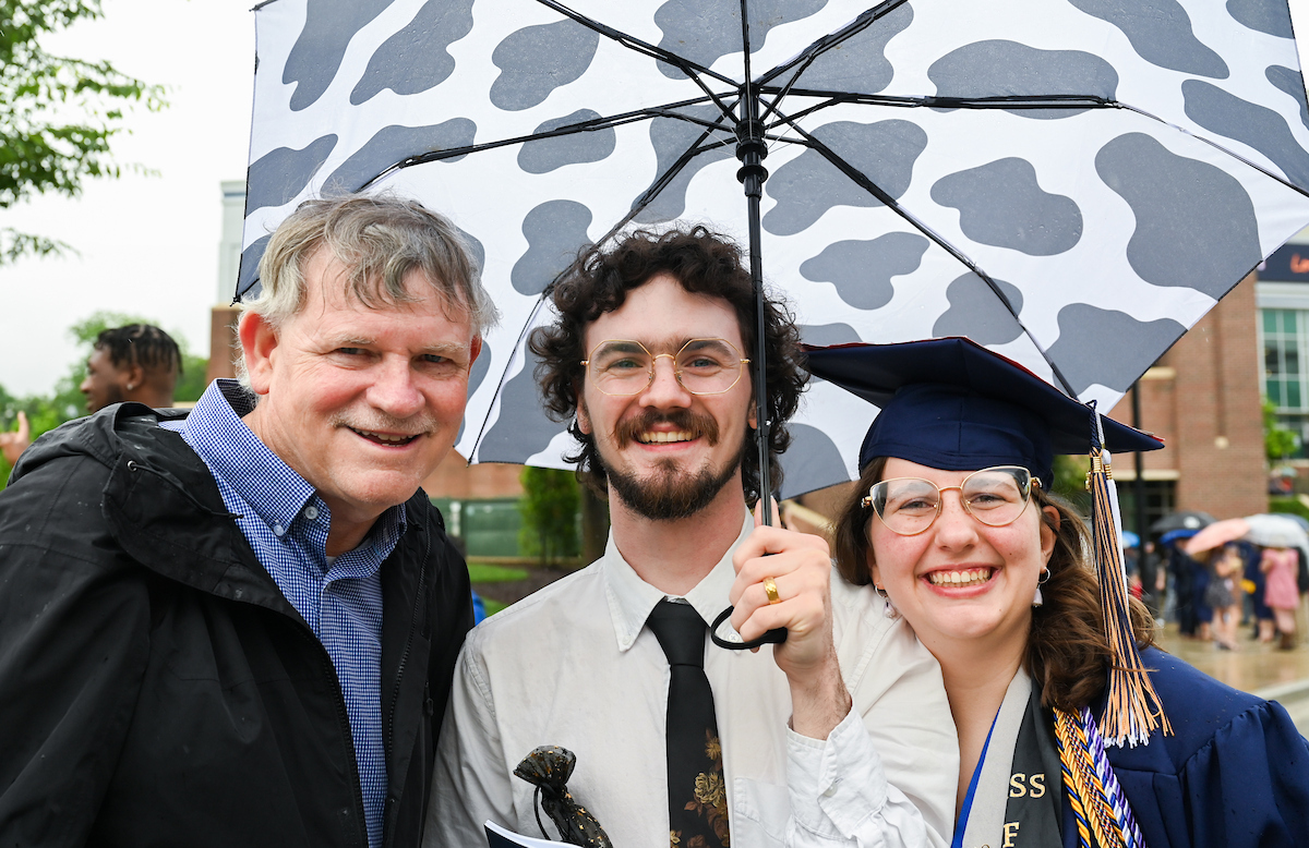 Students attend the first of two undergraduate ceremonies Saturday, May 3, 2025 in McKenzie Arena at the University of Tennessee at Chattanooga.