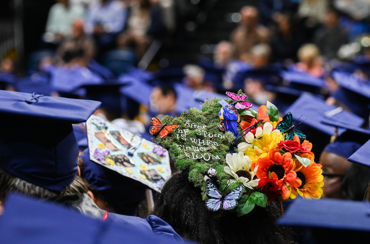 Students attend the first of two undergraduate ceremonies Saturday, May 3, 2025 in McKenzie Arena at the University of Tennessee at Chattanooga.