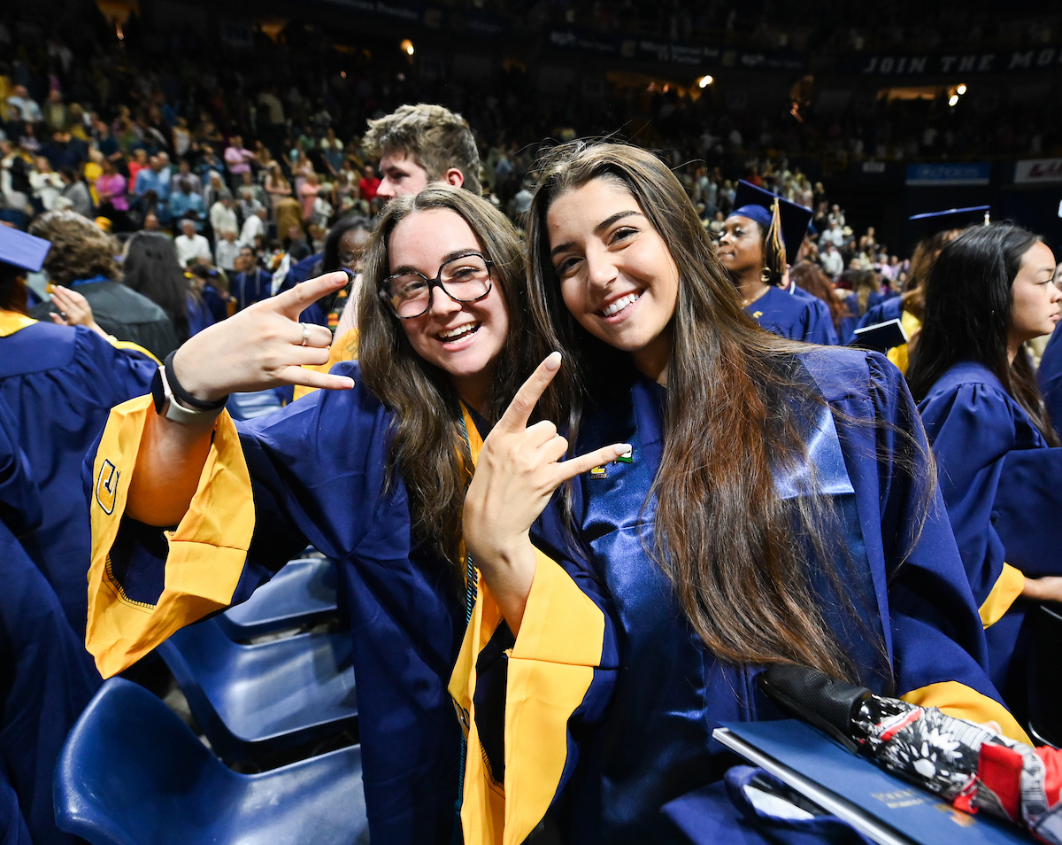 Students attend the first of two undergraduate ceremonies Saturday, May 3, 2025 in McKenzie Arena at the University of Tennessee at Chattanooga.