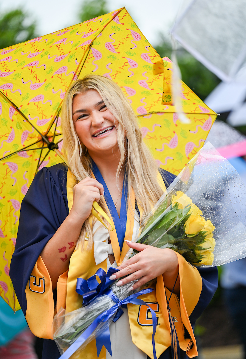 Students attend the first of two undergraduate ceremonies Saturday, May 3, 2025 in McKenzie Arena at the University of Tennessee at Chattanooga.