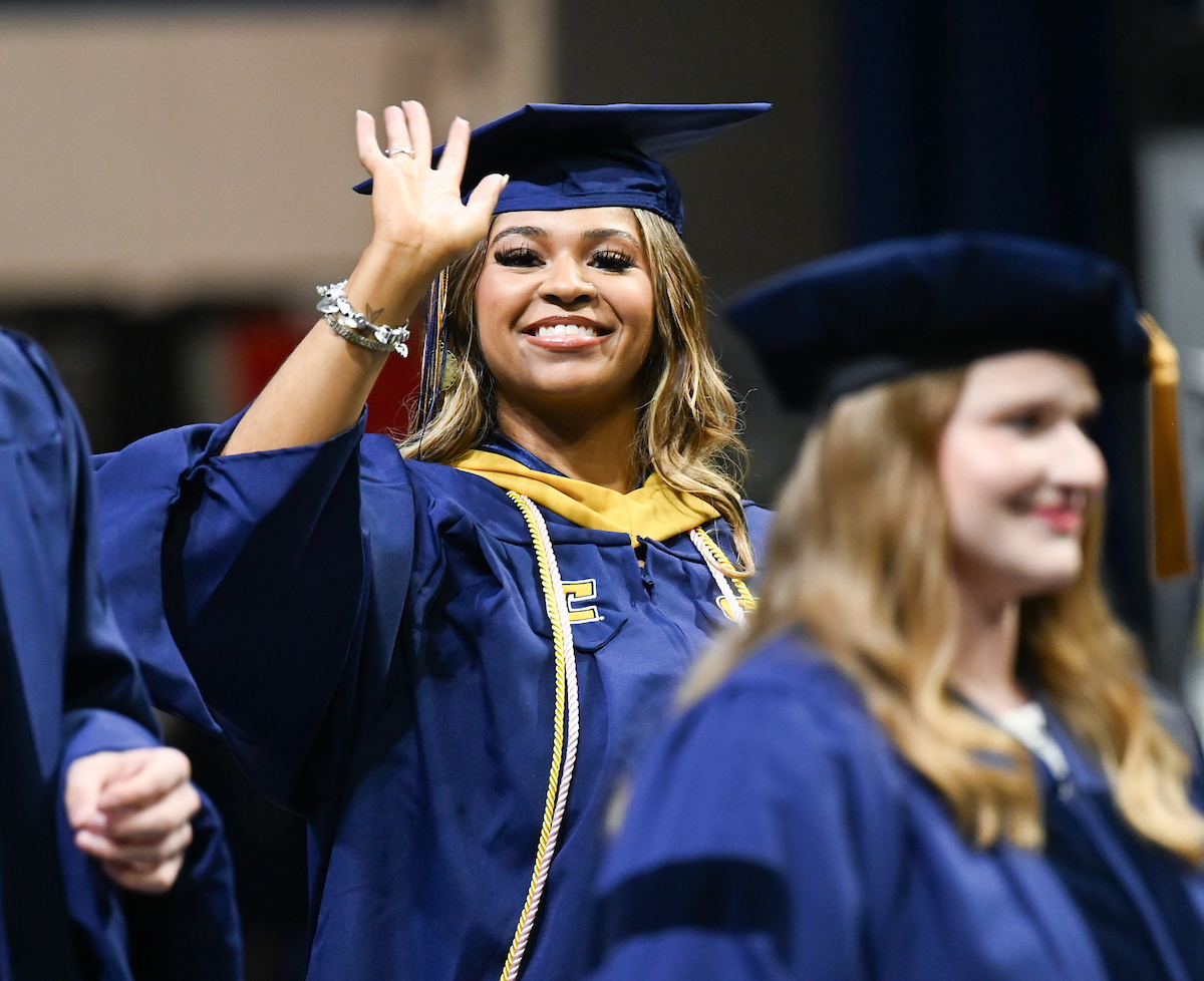 Students attend the graduate school graduation ceremony Friday, May 2, 2025 in McKenzie Arena.
